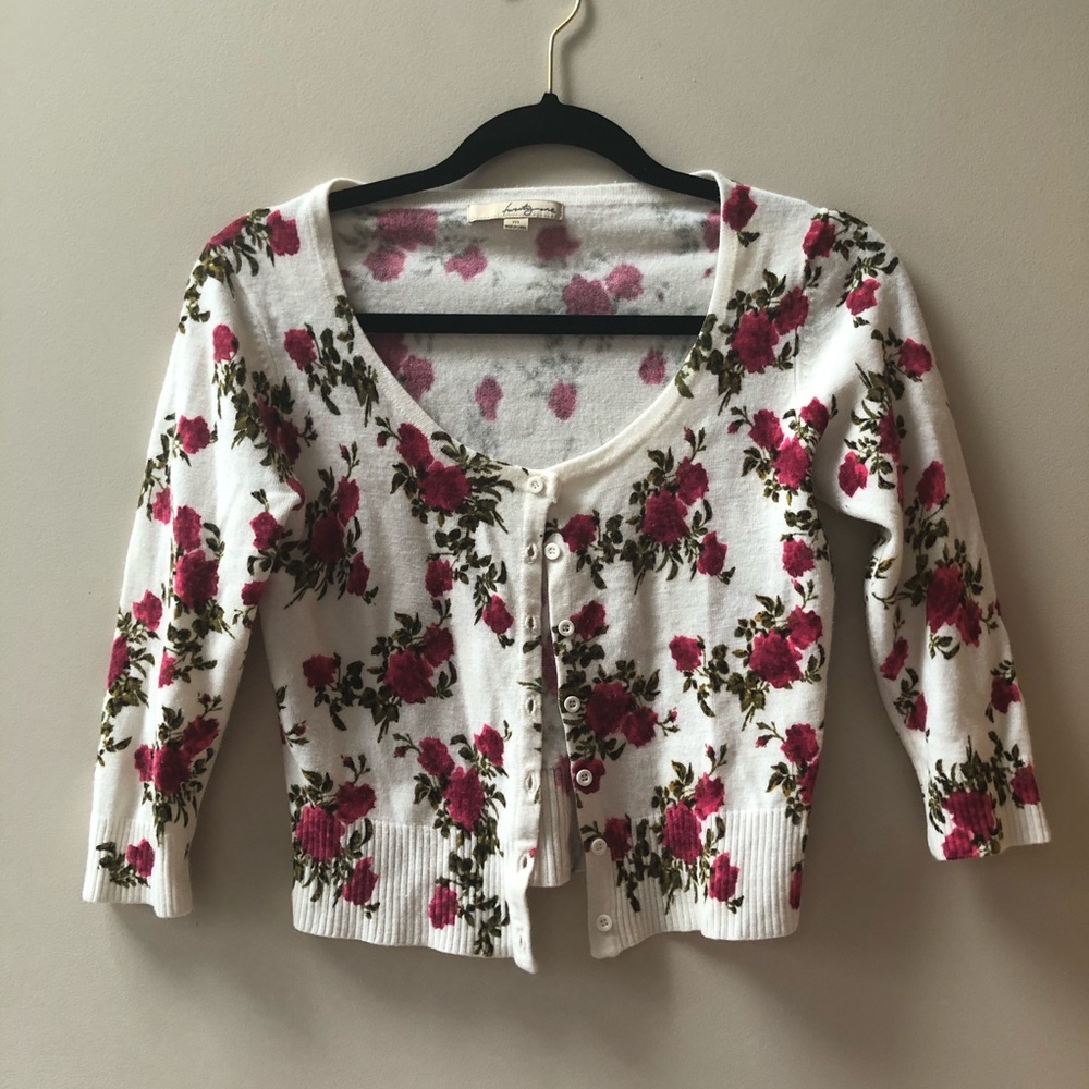 Quarter length floral cardigan